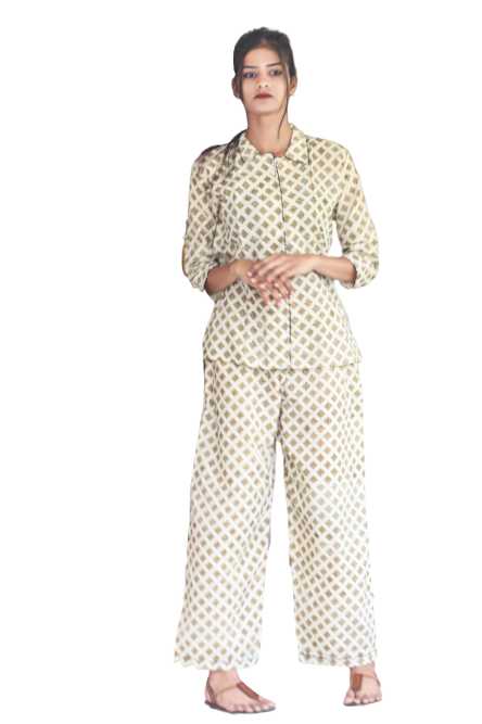 Block print cotton night suit